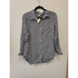 Jane Delancey 1X Shirt Striped Button Down Top Blouse Womens Plus Size 1 Extra‎